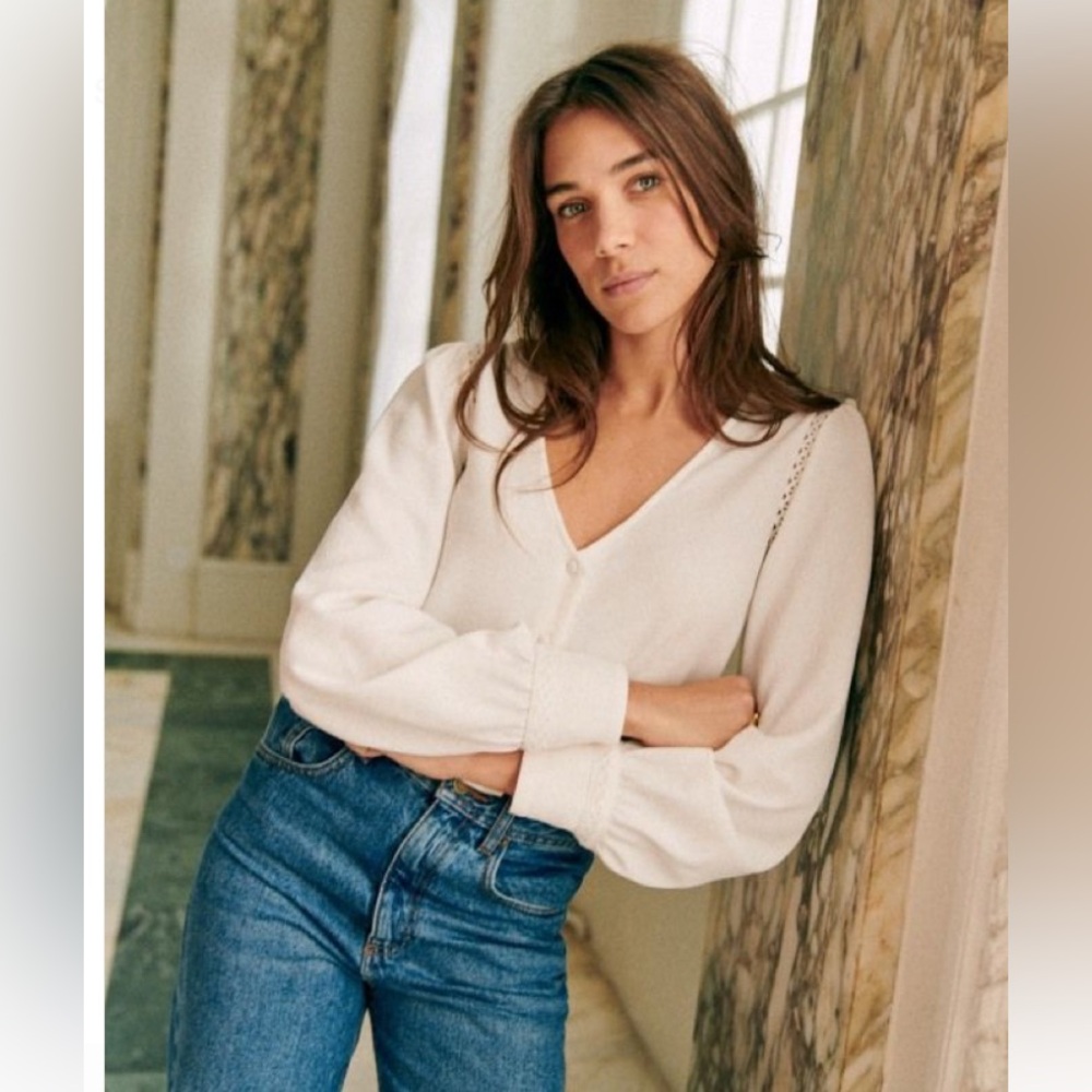 SEZANE Ella Shirt 42 10 Ecru